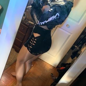 Braided shorts , slit weave shorts, rave bottoms